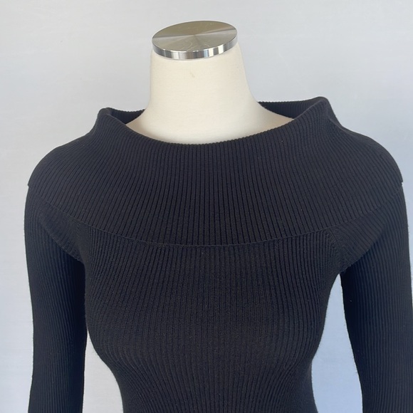 WHBM Black Cowl Neck Slit Sleeve Sweater X Small - Picture 6 of 14